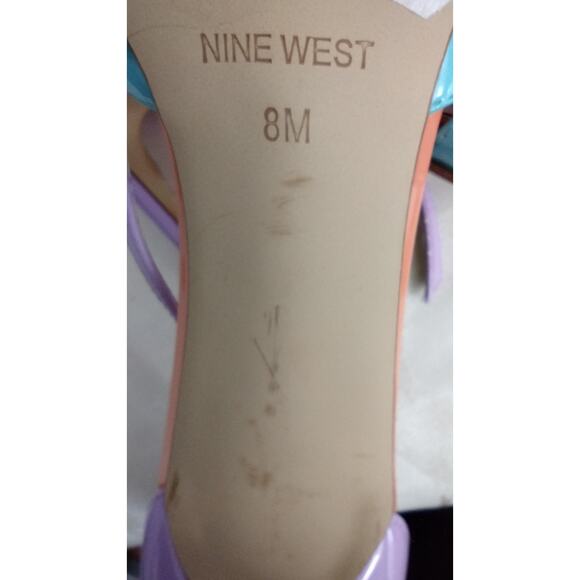 Nine West Shoes Womens Size 8M Blue Pink Purple Patent Pointed Toe Heels Strappy - Picture 3 of 6